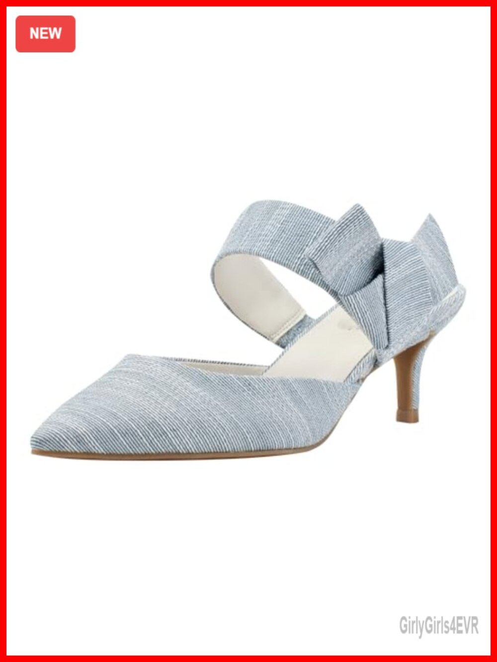 Pointed Toe Kitten Heel Mule with Bow, Slip-On Party Heel